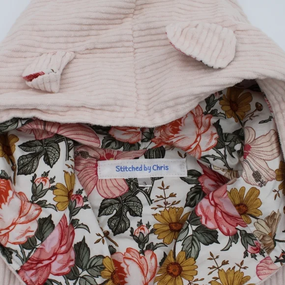 Handmade Toddler Girls Pink Corduroy Hooded Jacket – Size 3 - Picture 2 of 9